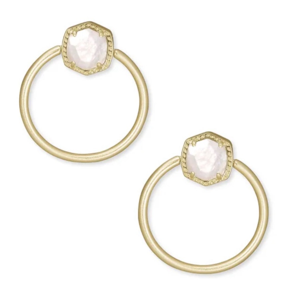 Kendra Scott Davie Hoop Earrings in Ivory Mother of Pearl